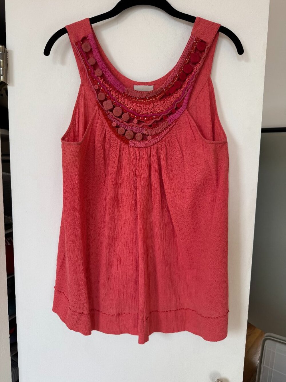 Saivana Coral Peach Embellished Cotton Tank Medium Stains